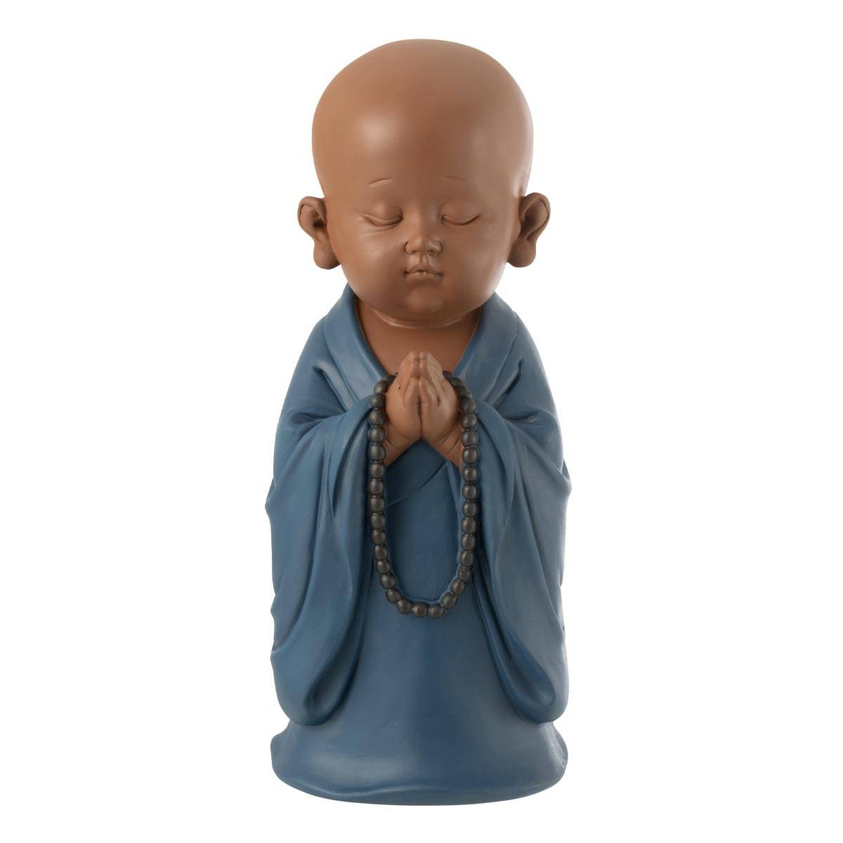 J-Line - Statuette Moine Prière "Grady" 32cm Bleu - Image 1