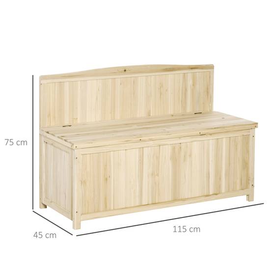 Banc coffre de rangement extérieur bois sapin terrasse double fonction 115x45x75cm naturel - ComfortXL Outdoor Living - Image 4
