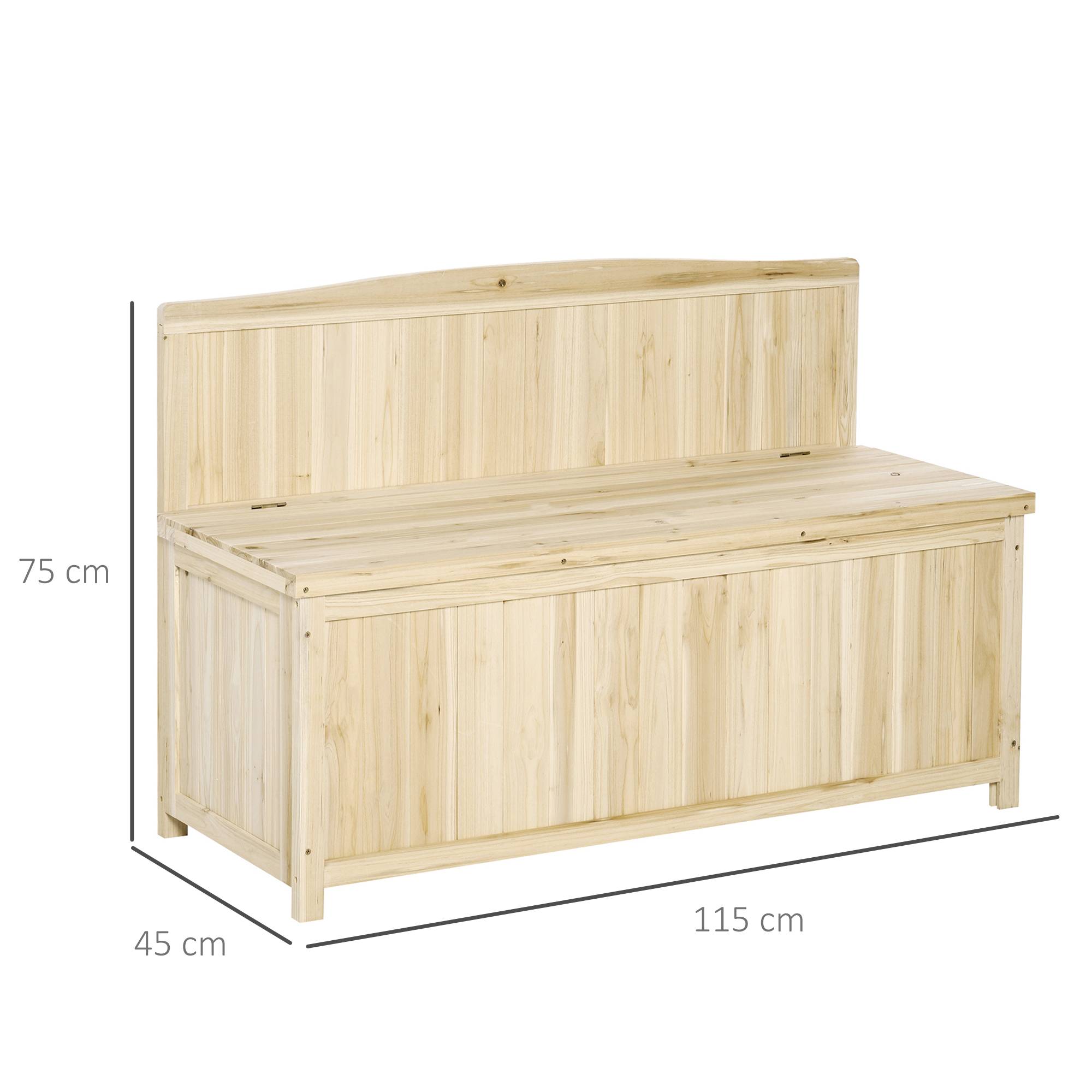 Banc coffre de rangement extérieur bois sapin terrasse double fonction 115x45x75cm naturel - ComfortXL Outdoor Living - Image 4