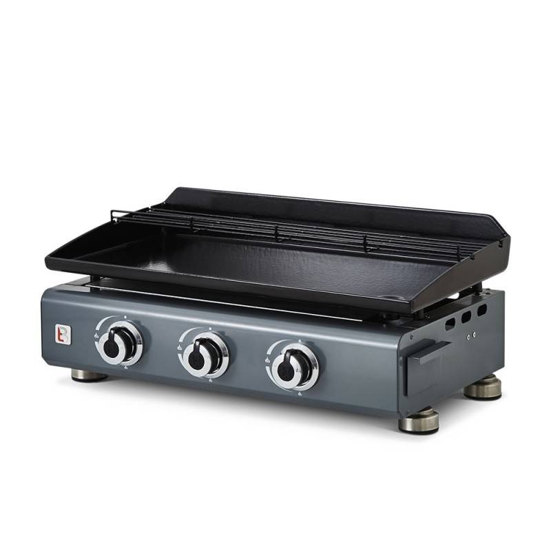 Brasero - Plancha gaz Silvia IIG Gun Metal 3 feux – BRASERO BY FAVEX – Plaque fonte 5 mm – 7,5 kW – Jusqu'à 10 convives - Image 1