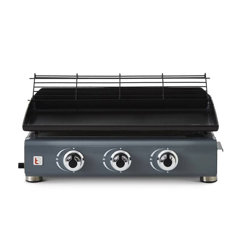 Brasero - Plancha gaz Silvia IIG Gun Metal 3 feux – BRASERO BY FAVEX – Plaque fonte 5 mm – 7,5 kW – Jusqu'à 10 convives - Image 3