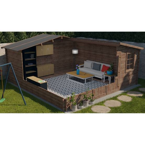 Altanka - Abri de jardin en bois - 25m2 - 5x5m - Traité - Ep. 28mm - Couleur: marron - DOM596 - ALTANKA - Image 6