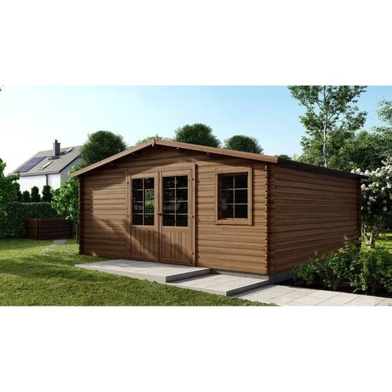 Altanka - Abri de jardin en bois - 25m2 - 5x5m - Traité - Ep. 28mm - Couleur: marron - DOM596 - ALTANKA - Image 1