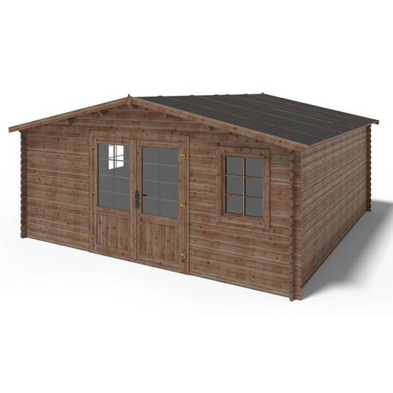 Altanka - Abri de jardin en bois - 25m2 - 5x5m - Traité - Ep. 28mm - Couleur: marron - DOM596 - ALTANKA - Image 1