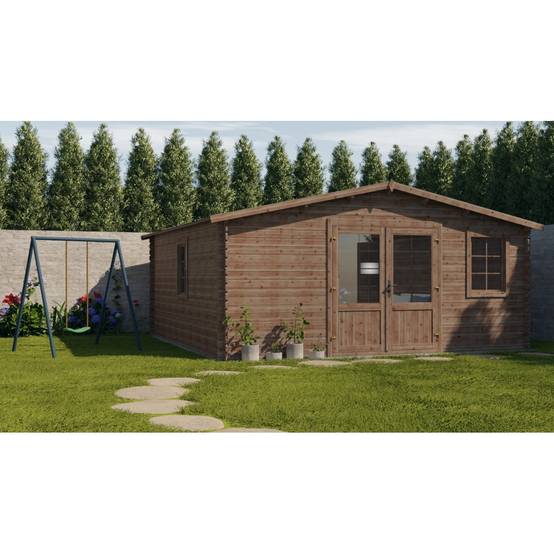 Altanka - Abri de jardin en bois - 25m2 - 5x5m - Traité - Ep. 28mm - Couleur: marron - DOM596 - ALTANKA - Image 5