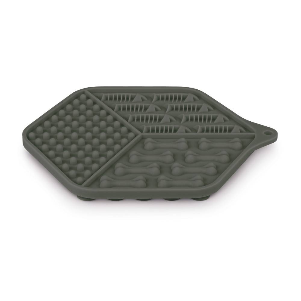 Zolux - Tapis à lécher silicone ventouses 18.5 x 15.5 cm gris pour chat - Image 1