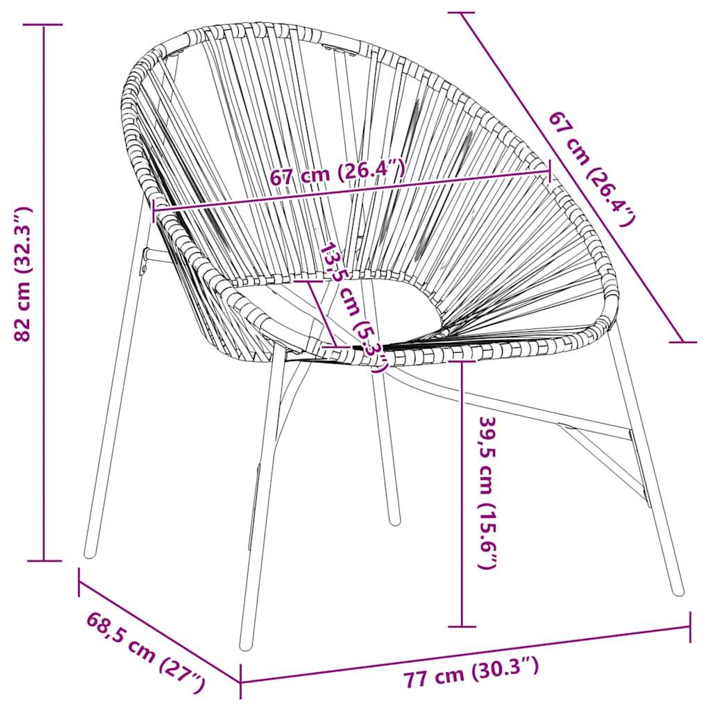 Vidaxl - Lot de 3 Chaise de jardin noir résine tressée vidaXL 4009292 - Image 3
