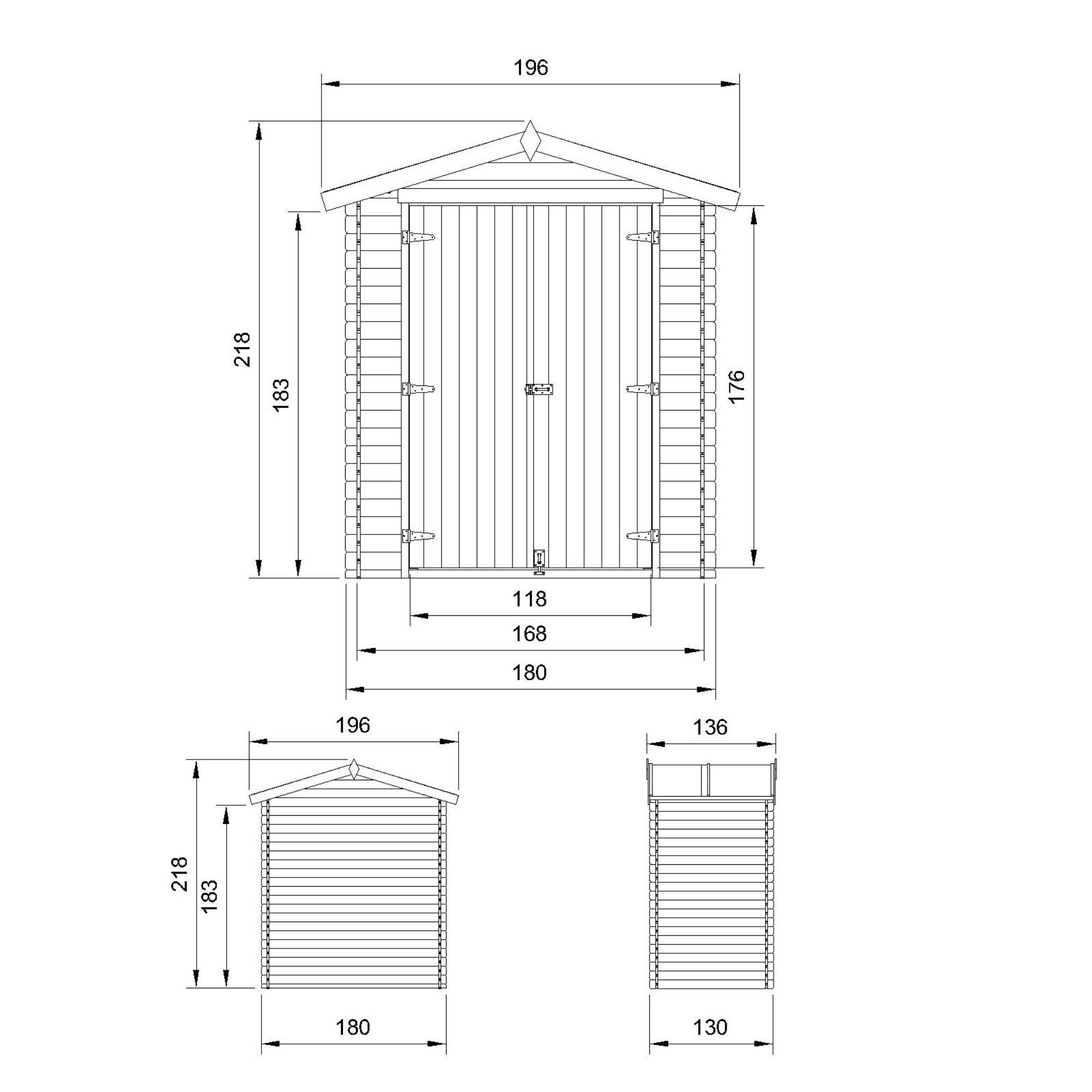 Timbela - Abri de jardin en bois - Stockage extérieur I196xL136xH218 cm/ 1,98 m² - Petit abri à outils, Local à vélos - 19 mm d’épaisseur - Timbela M367C1 - Image 5