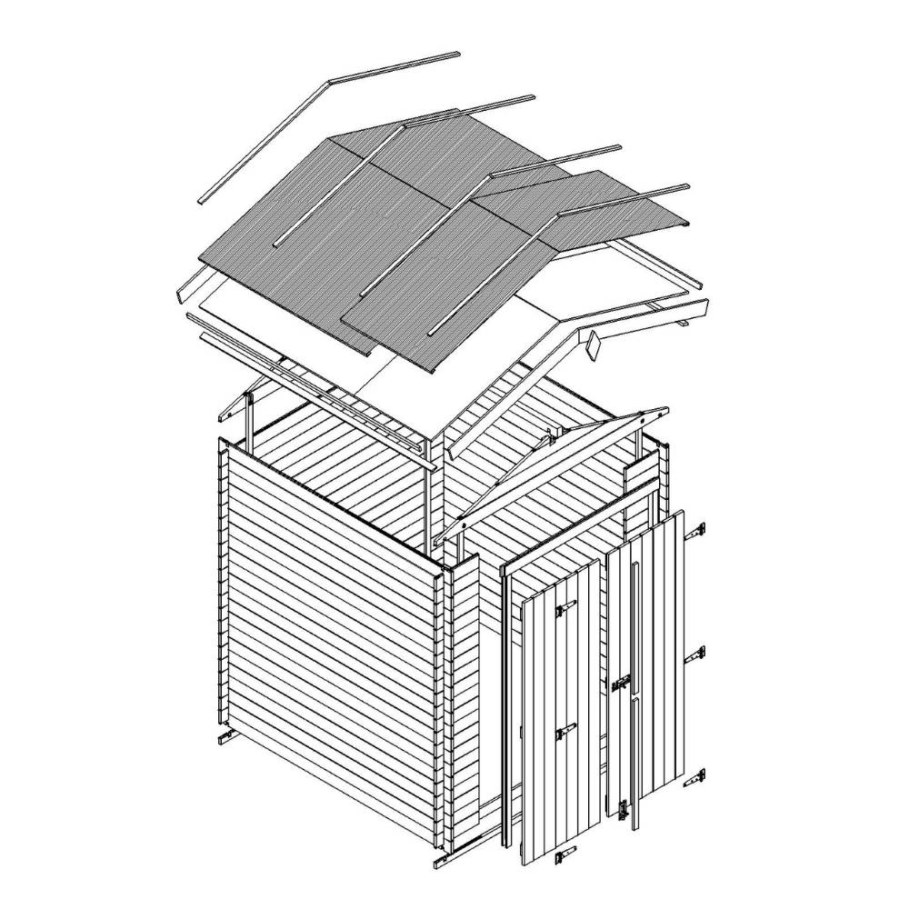 Timbela - Abri de jardin en bois - Stockage extérieur I196xL136xH218 cm/ 1,98 m² - Petit abri à outils, Local à vélos - 19 mm d’épaisseur - Timbela M367C1 - Image 7