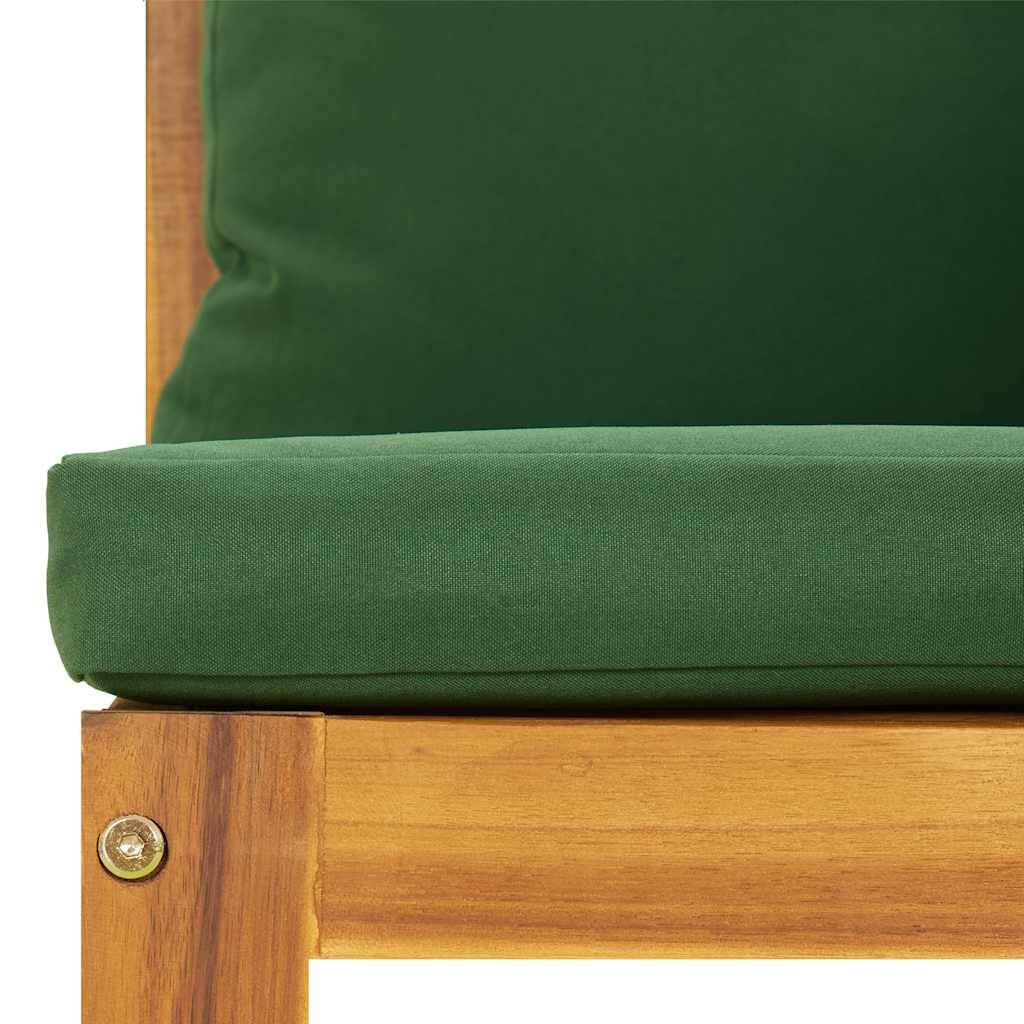 Canapé central de jardin | Canapé D'extérieur | Sofa De Jardin et coussins verts bois massif d'acacia Maison Chic - Image 6