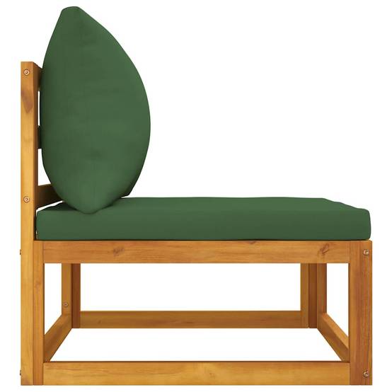 Canapé central de jardin | Canapé D'extérieur | Sofa De Jardin et coussins verts bois massif d'acacia Maison Chic - Image 4