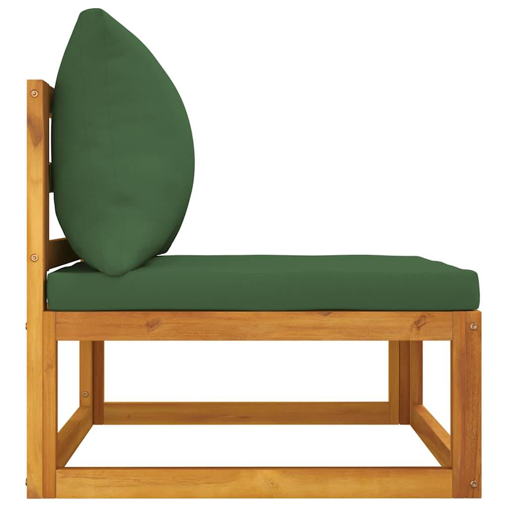 Canapé central de jardin | Canapé D'extérieur | Sofa De Jardin et coussins verts bois massif d'acacia Maison Chic - Image 4