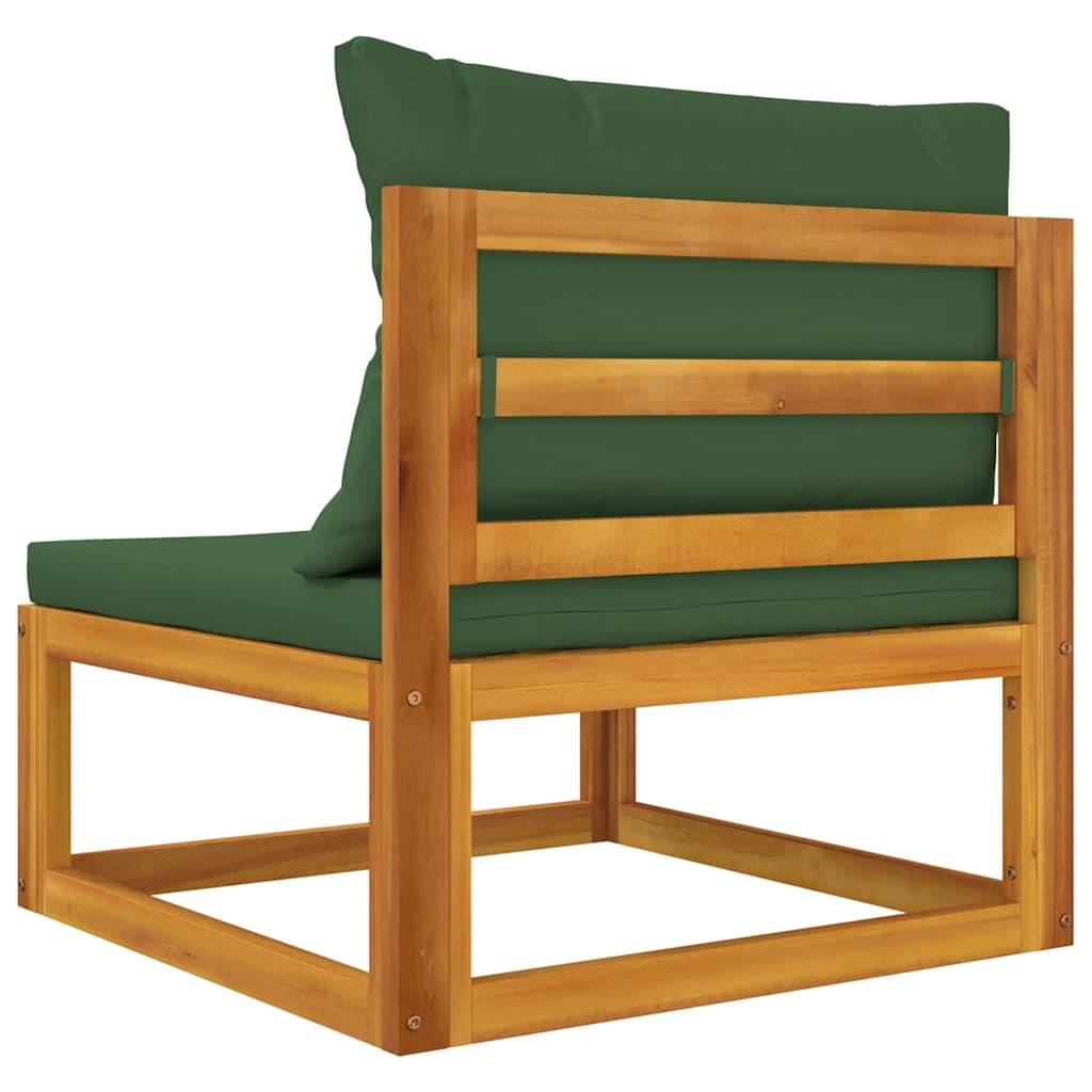 Canapé central de jardin | Canapé D'extérieur | Sofa De Jardin et coussins verts bois massif d'acacia Maison Chic - Image 5