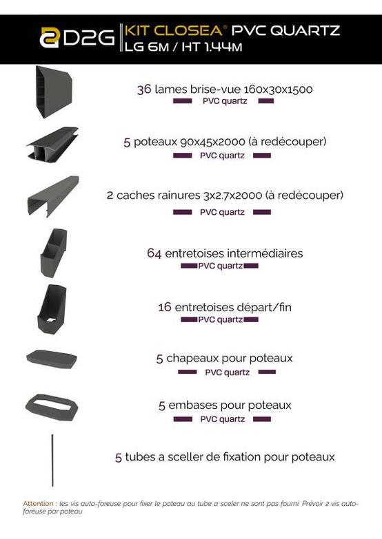 Closea - Kit cloture - Lame 16cm - PVC Quartz - LG: 6m x H: 1m13 Closea - Image 4
