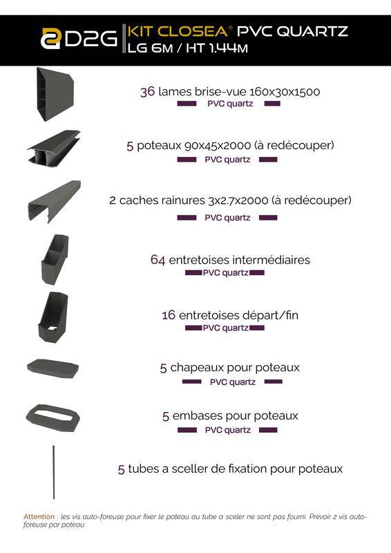 Closea - Kit cloture - Lame 16cm   - PVC Quartz - LG: 6m x H: 1m13 Closea - Image 4