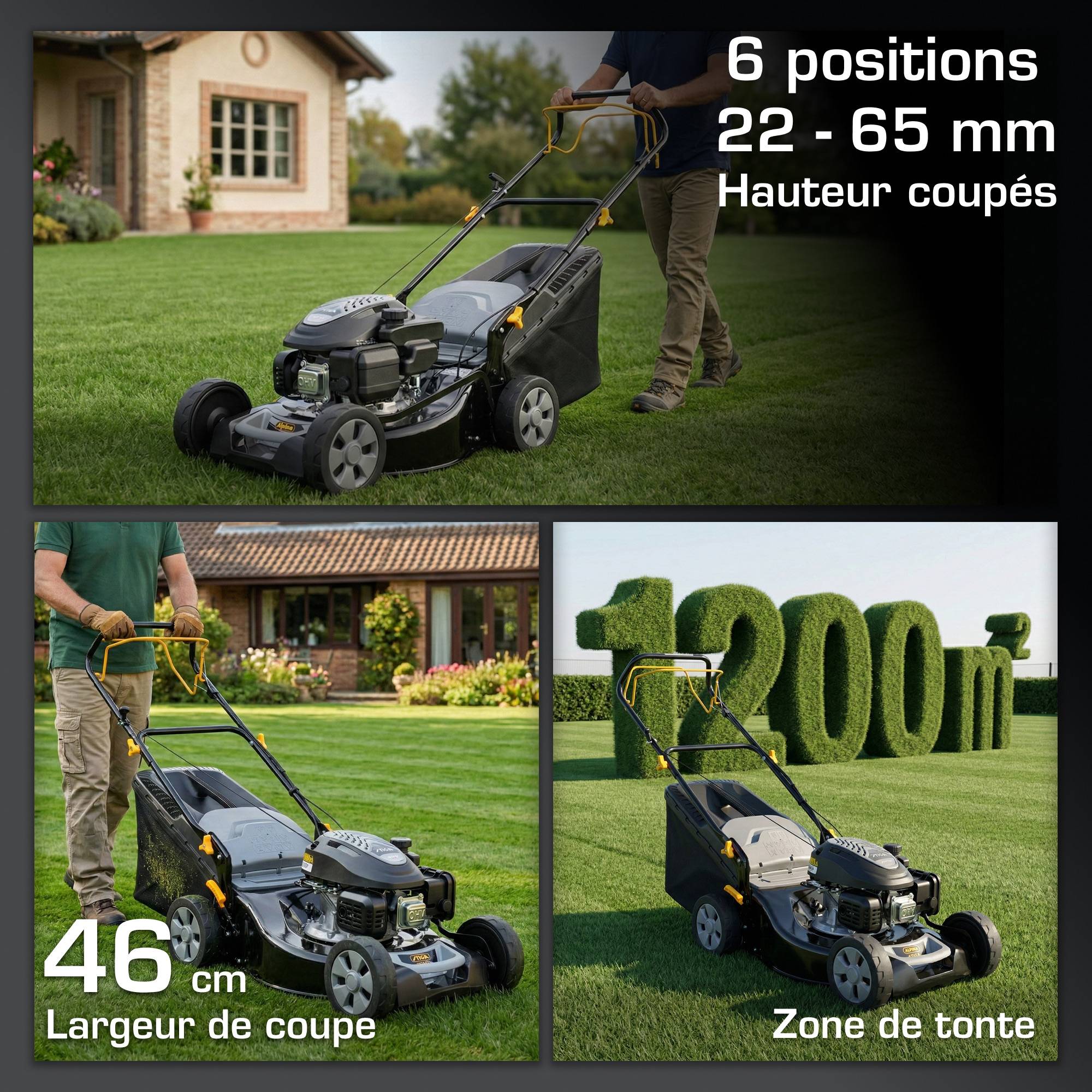Alpina - Tondeuse AL4 46 SA, moteur 125cc, largeur 46cm, collecteur 60L - ALPINA - Image 3
