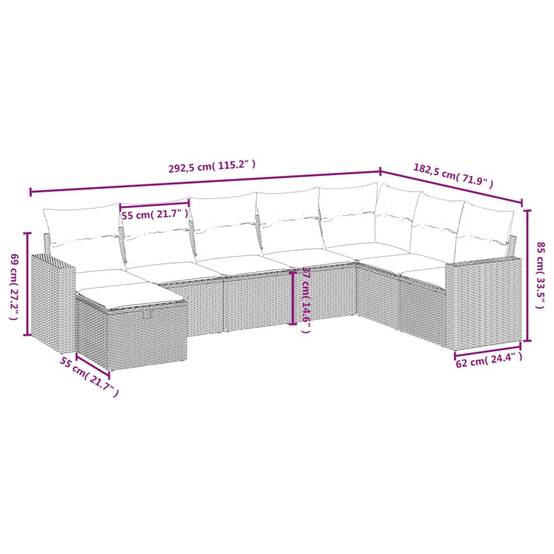 Salon de jardin modulable 8 places en résine tressée avec pouf et coussins moelleux pour extérieur Beige Mix – ComfortXL Outdoor Living - Image 4