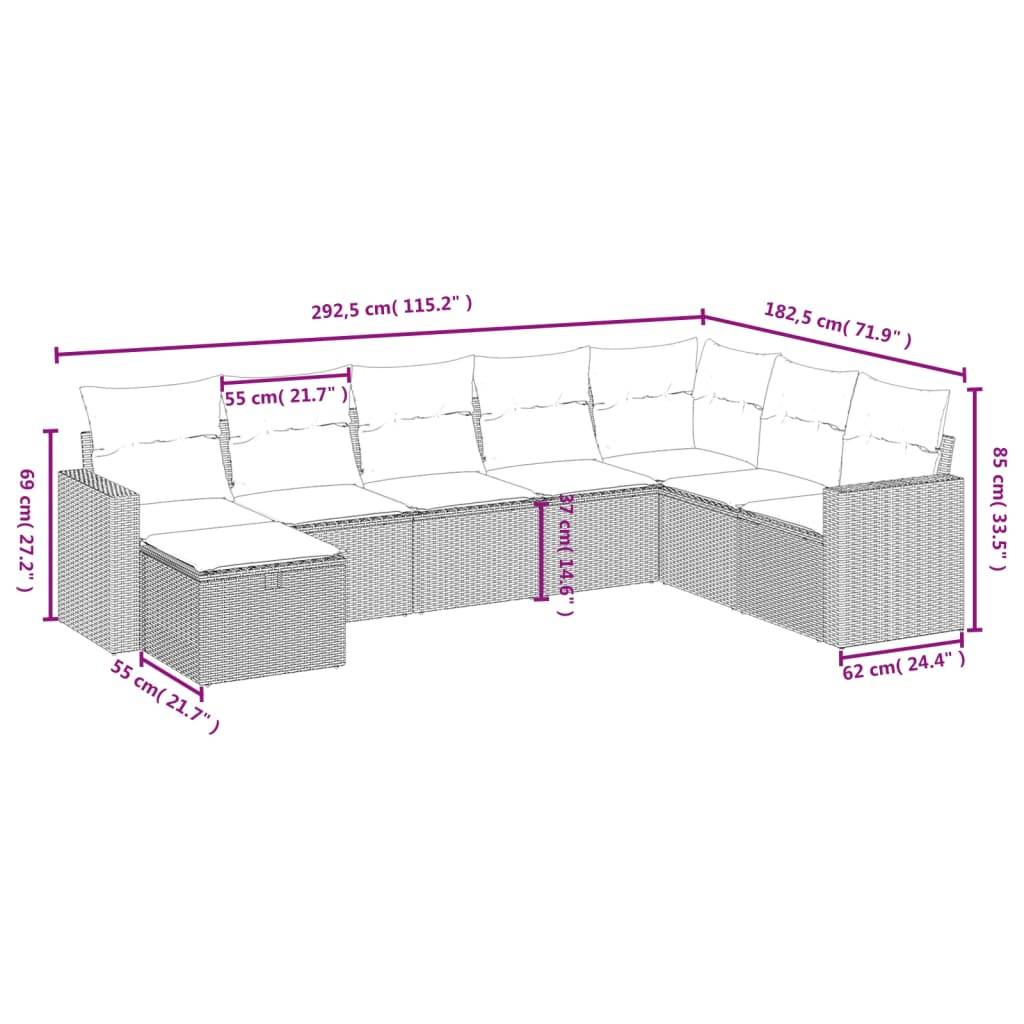 Salon de jardin modulable 8 places en résine tressée avec pouf et coussins moelleux pour extérieur Beige Mix – ComfortXL Outdoor Living - Image 4
