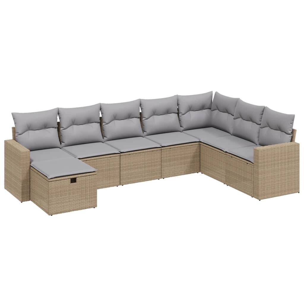 Salon de jardin modulable 8 places en résine tressée avec pouf et coussins moelleux pour extérieur Beige Mix – ComfortXL Outdoor Living - Image 2