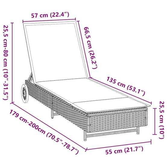 Lit de Soleil Roulettes Résine Tressée Coussin Confort Beige – ComfortXL Outdoor Living - Image 7