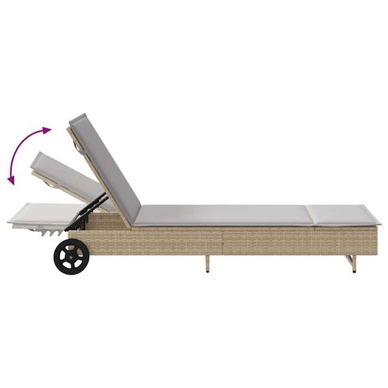 Lit de Soleil Roulettes Résine Tressée Coussin Confort Beige – ComfortXL Outdoor Living - Image 9