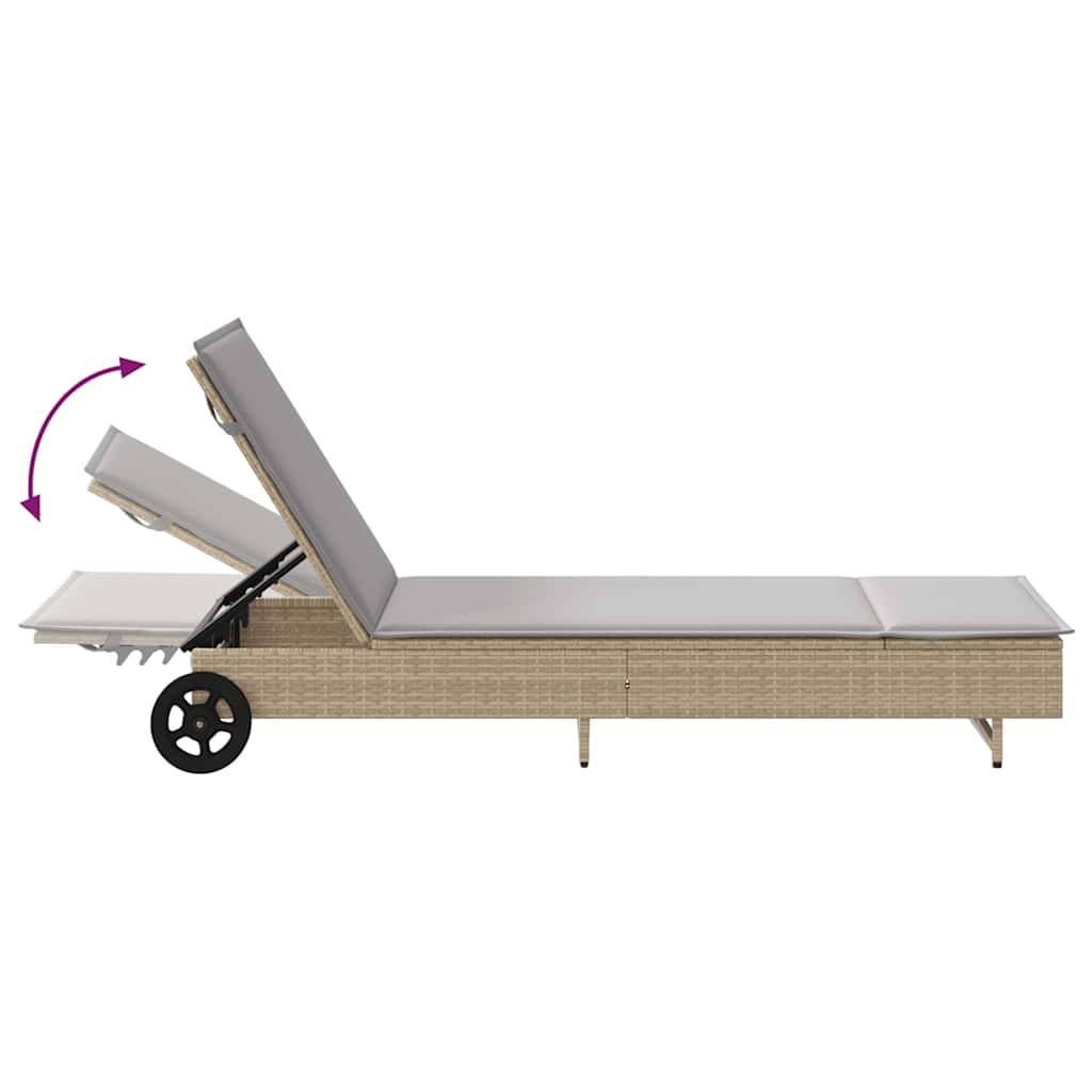 Lit de Soleil Roulettes Résine Tressée Coussin Confort Beige – ComfortXL Outdoor Living - Image 9