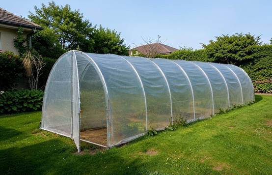 Serre tunnel de jardin - 27m² - 3 x 9 m - pieds arrondis - polyéthylène haute densité - 2 portes pivotantes - LES SERRES TONNEAU - Image 1