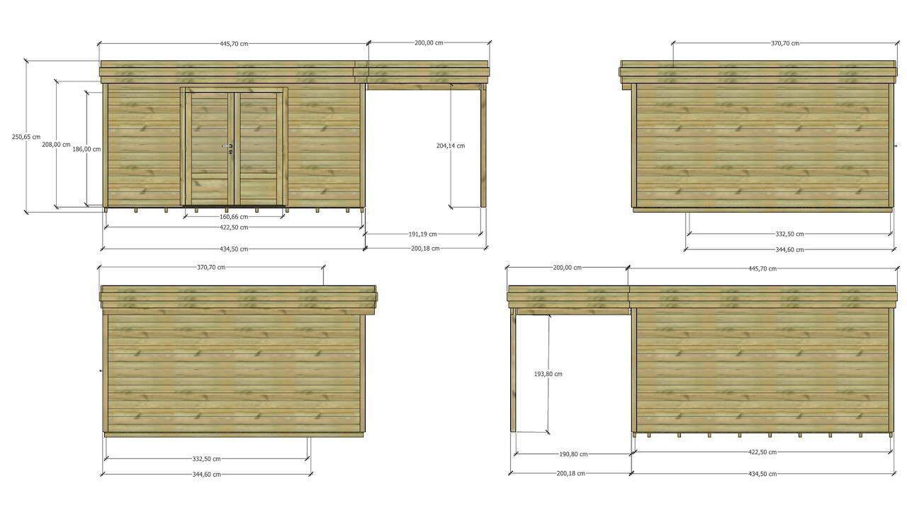 Abri Français - ABRI DE JARDIN bois autoclave 27mm - 6,34x4,34m / 28m2 - Bac acier - Plancher bois - Image 4