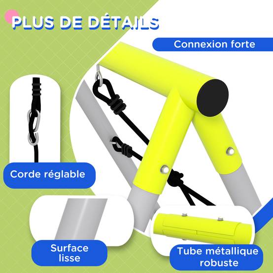 4 en 1 balançoire portique pour enfant avec 2 siège de balançoire échelle grimpeuse et filet d'escalade - Image 9