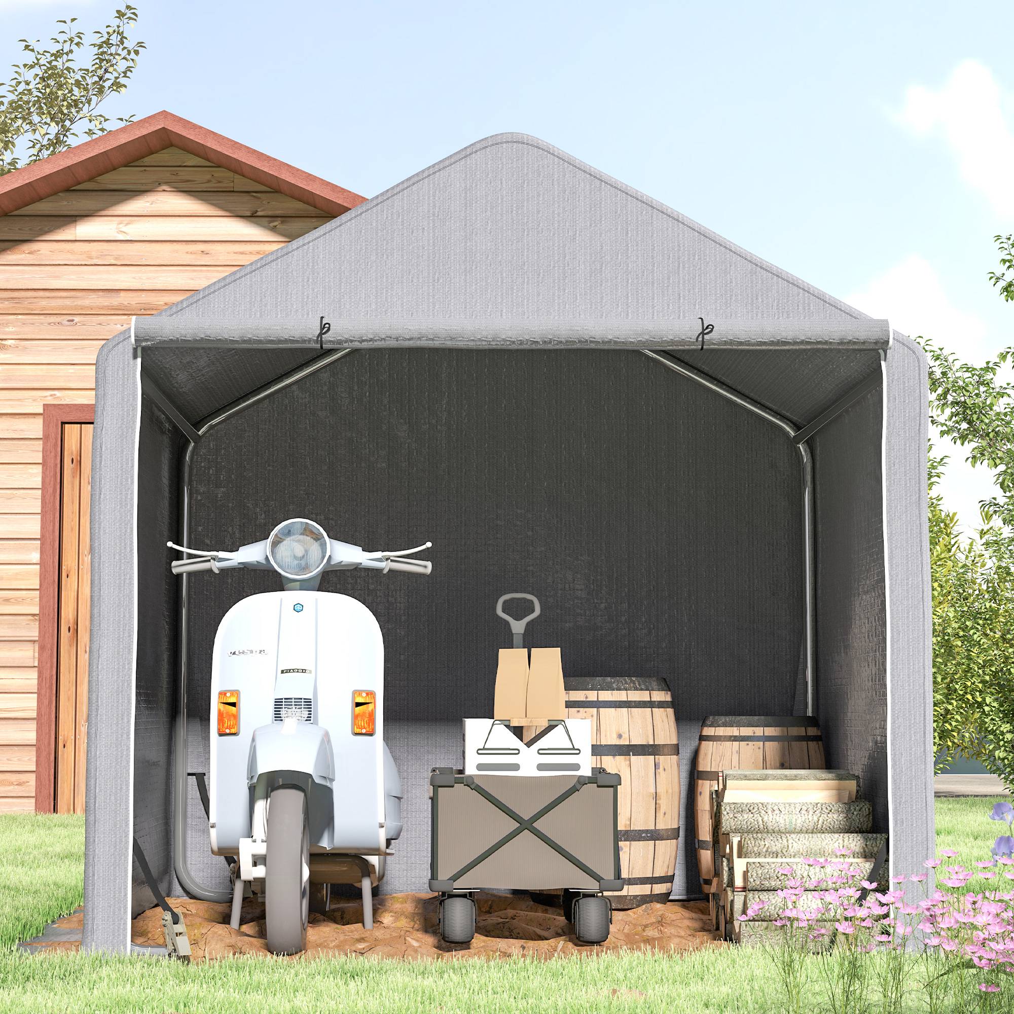 Abri de jardin acier galvanisé gris 200 x 200 x 200 cm - PANGIVO - Image 4