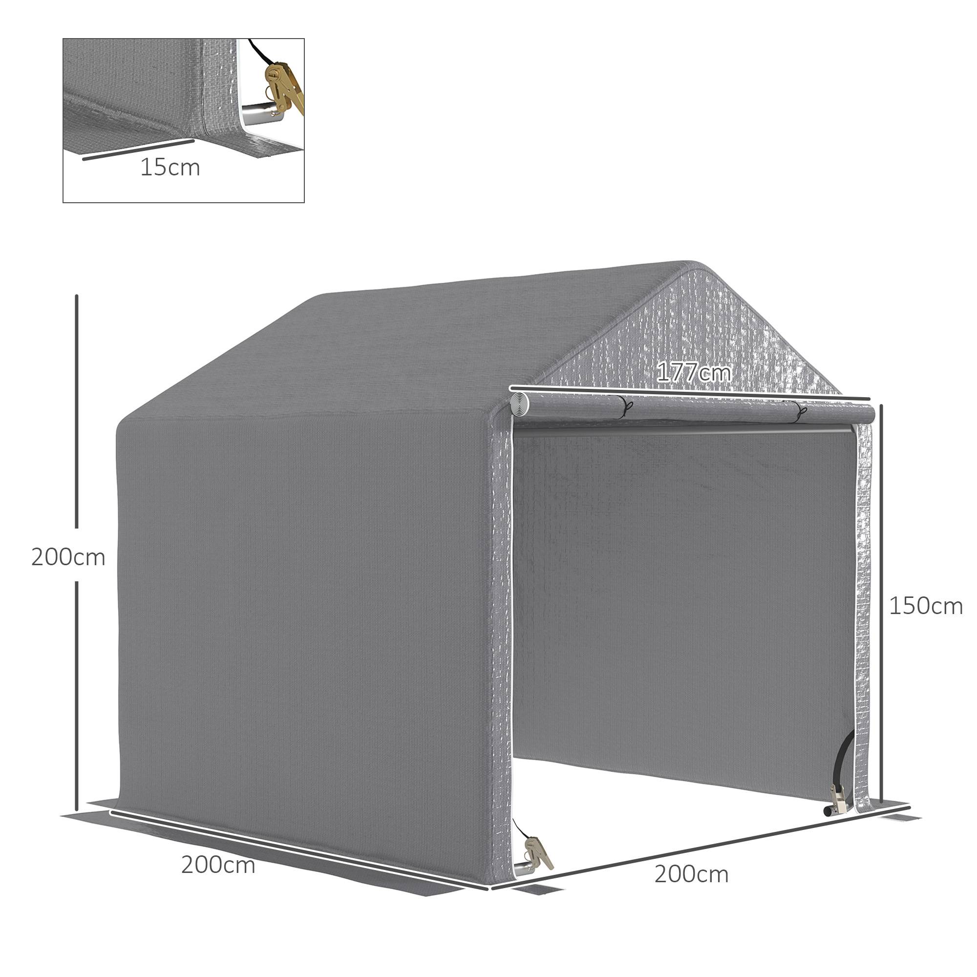 Abri de jardin acier galvanisé gris 200 x 200 x 200 cm - PANGIVO - Image 5