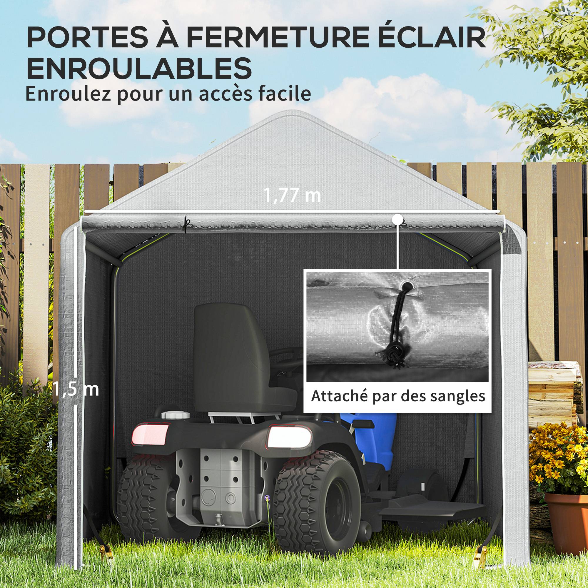 Abri de jardin acier galvanisé gris 200 x 200 x 200 cm - PANGIVO - Image 7