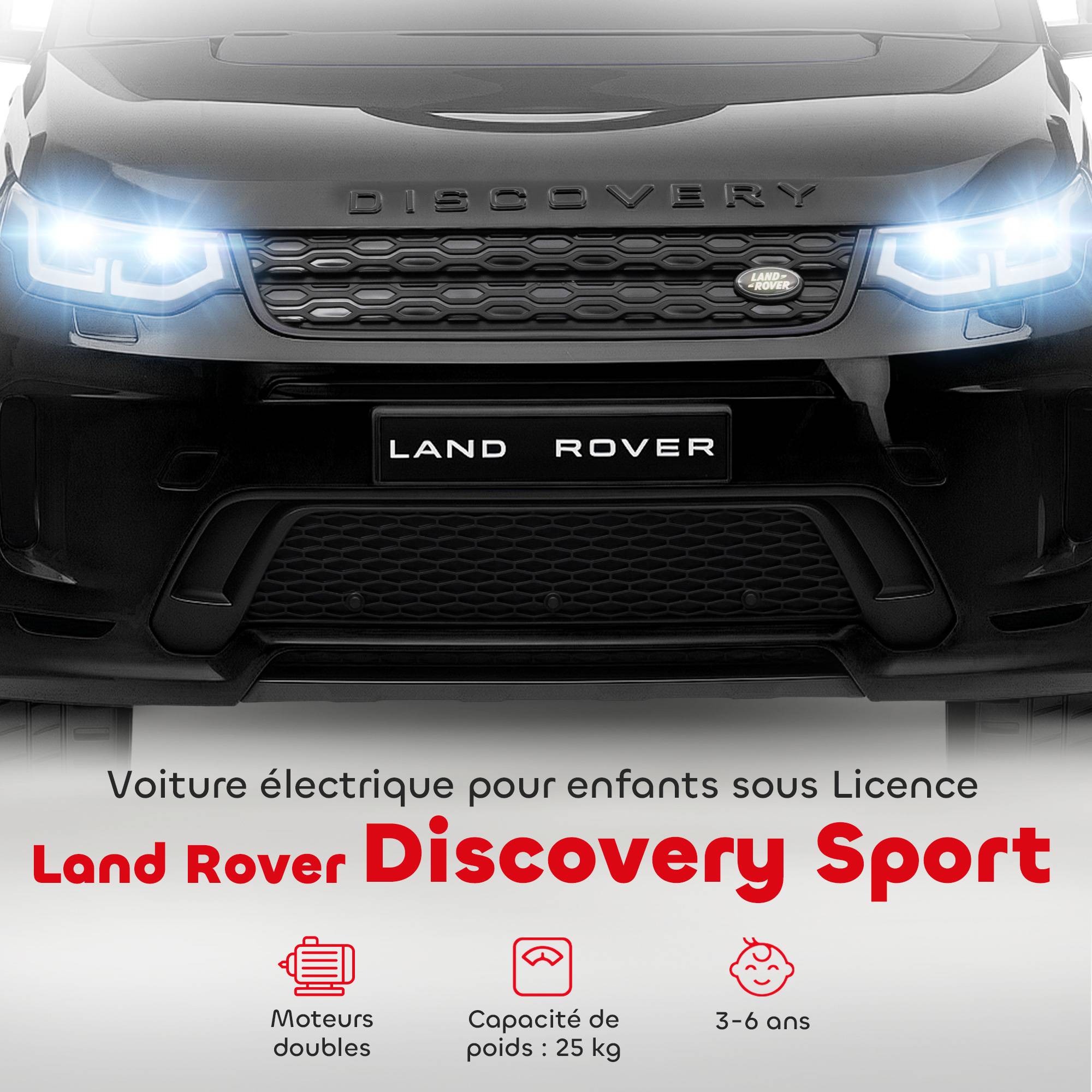 Voiture électrique pour enfants Land Rover Discovery Sport, 12V avec télécommande, lumières LED, pour 3-6 ans, noir - Image 6