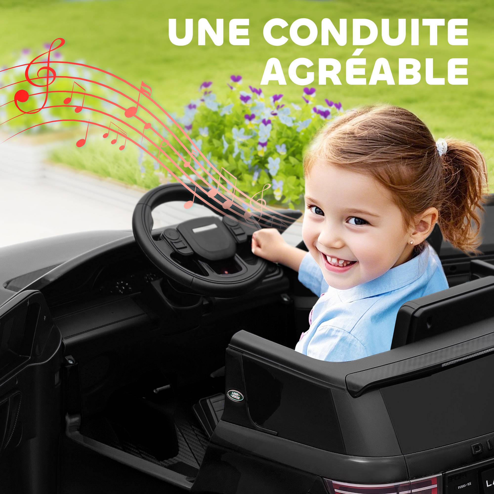 Voiture électrique pour enfants Land Rover Discovery Sport, 12V avec télécommande, lumières LED, pour 3-6 ans, noir - Image 7