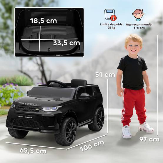Voiture électrique pour enfants Land Rover Discovery Sport, 12V avec télécommande, lumières LED, pour 3-6 ans, noir - Image 5
