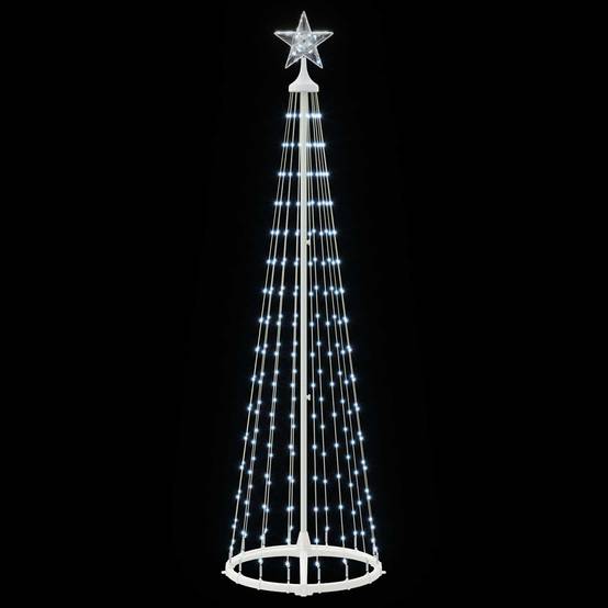 Vidaxl - Sapin cône lumineux LED 180 cm 250 LED Blanc froid Acier Blanc vidaXL 42050799 - Image 5
