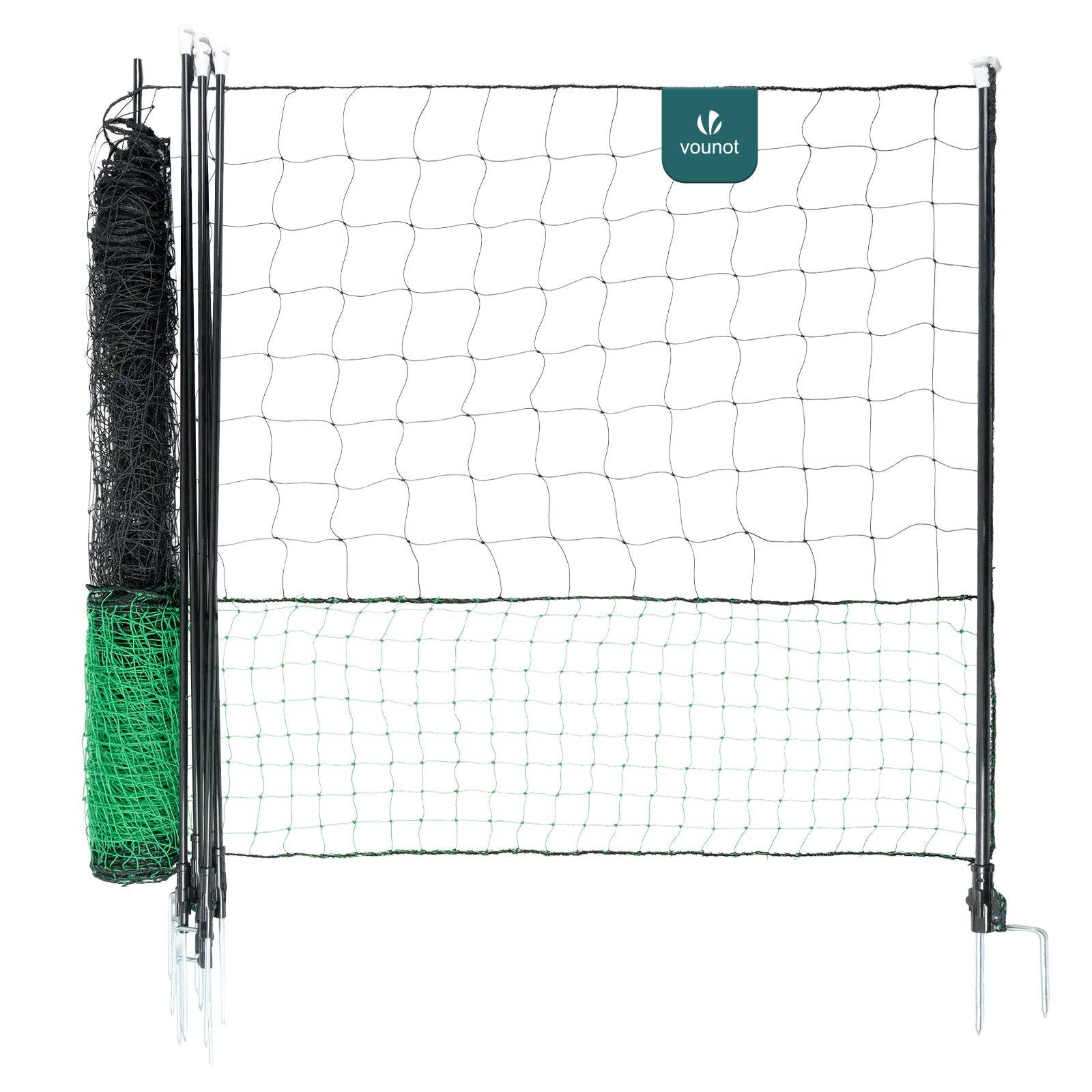 Vounot - Kit filet à poules 12m avec piquets double pointes - Clôture volaille avec porte d’accès - Enclos extérieur en PE vert - VOUNOT® - Image 1