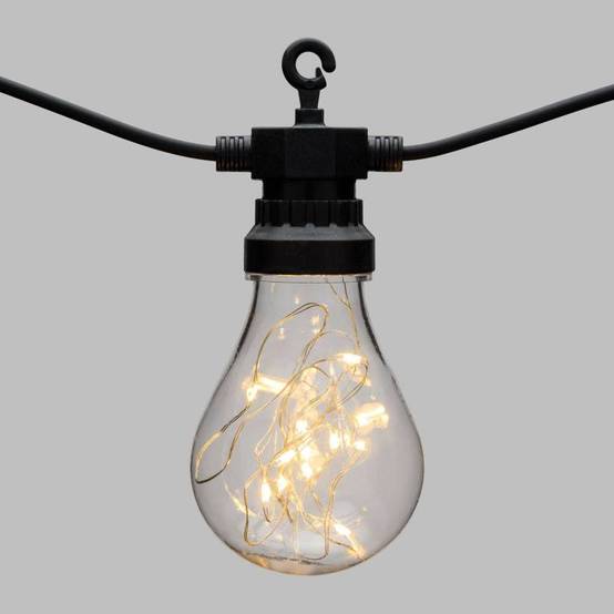 Guirlande lumineuse décorée 20 Ampoules Goutte Platique Transparent Ø67mm 200 MicroLED BLANC CHAUD Lotti - Image 5