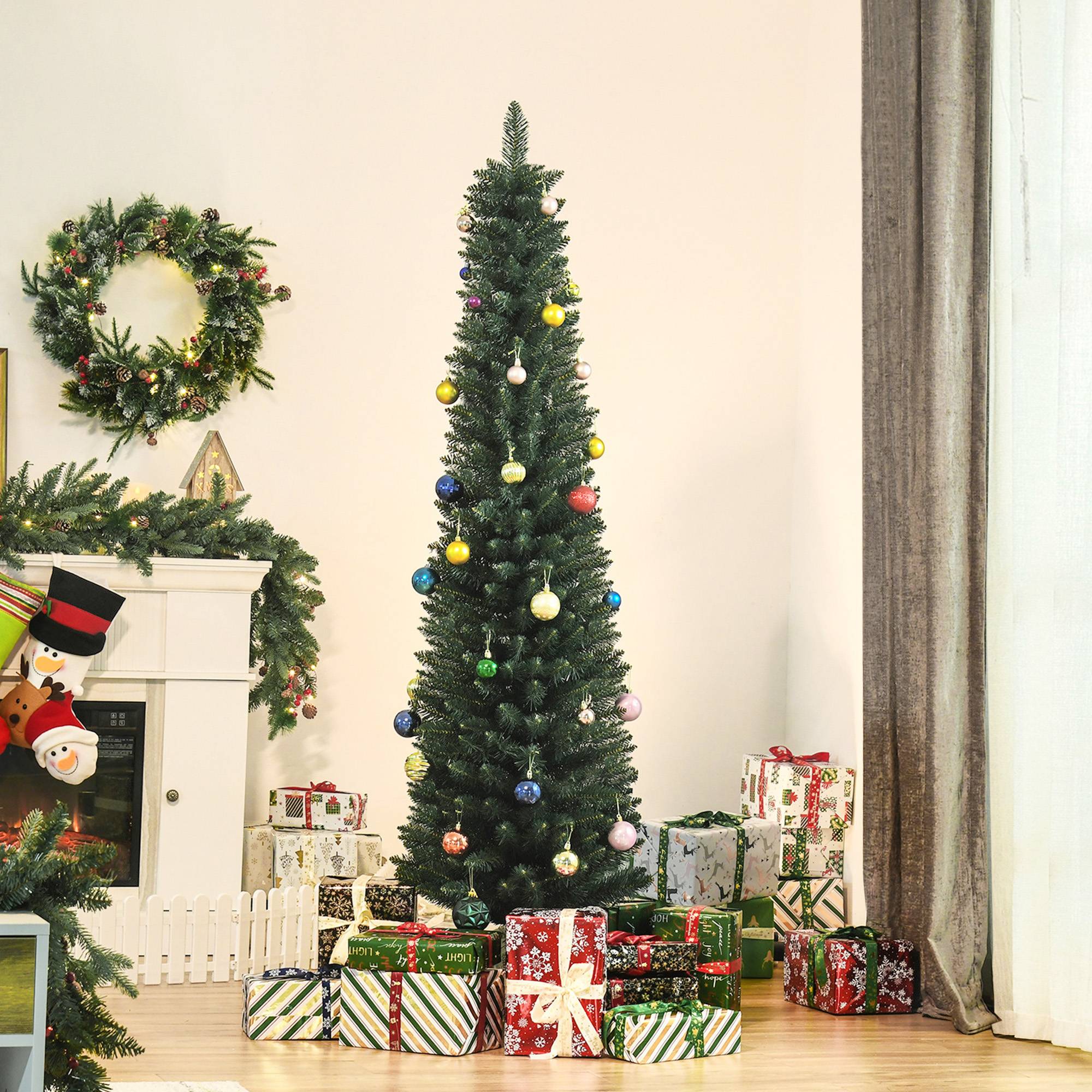 Sapin de Noël artificiel 180 cm, arbre de Noël slim avec 380 pointes de branche, support en métal pliable, vert - Image 3