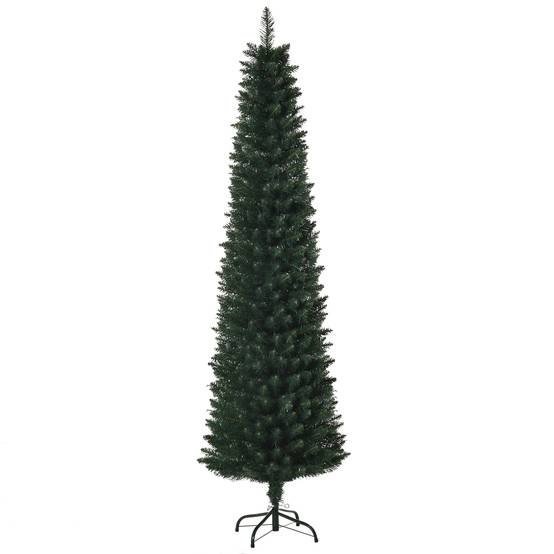 Sapin de Noël artificiel 180 cm, arbre de Noël slim avec 380 pointes de branche, support en métal pliable, vert - Image 2