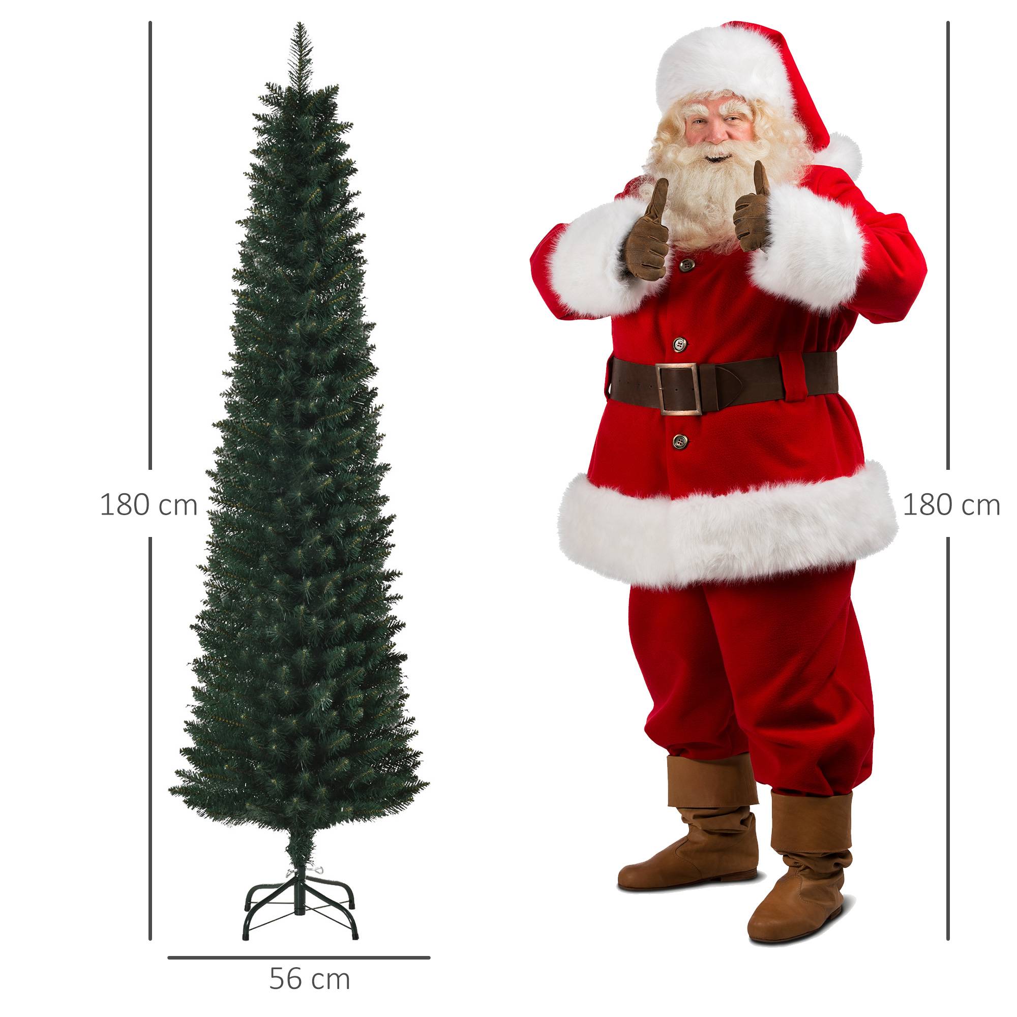 Sapin de Noël artificiel 180 cm, arbre de Noël slim avec 380 pointes de branche, support en métal pliable, vert - Image 5