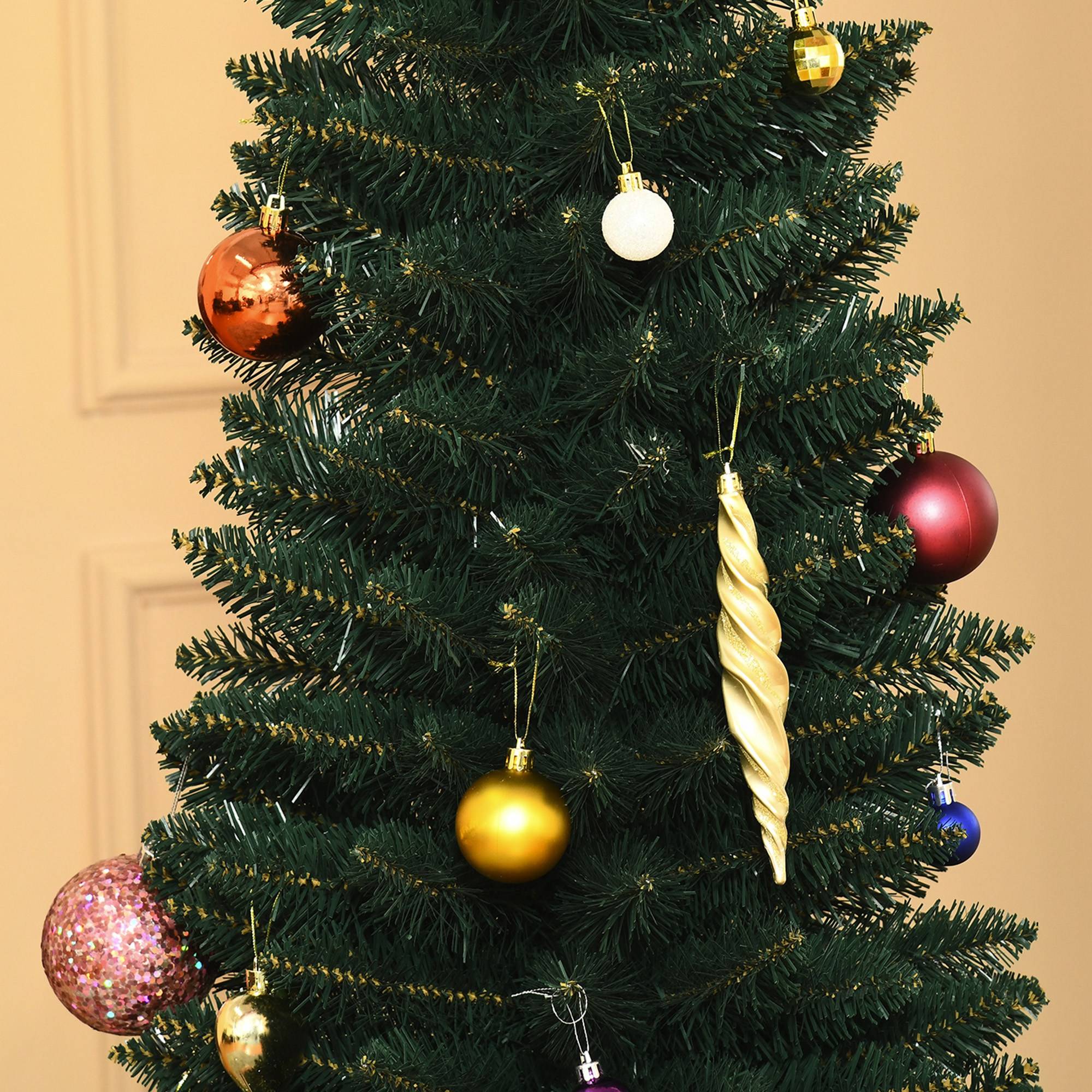Sapin de Noël artificiel 180 cm, arbre de Noël slim avec 380 pointes de branche, support en métal pliable, vert - Image 10