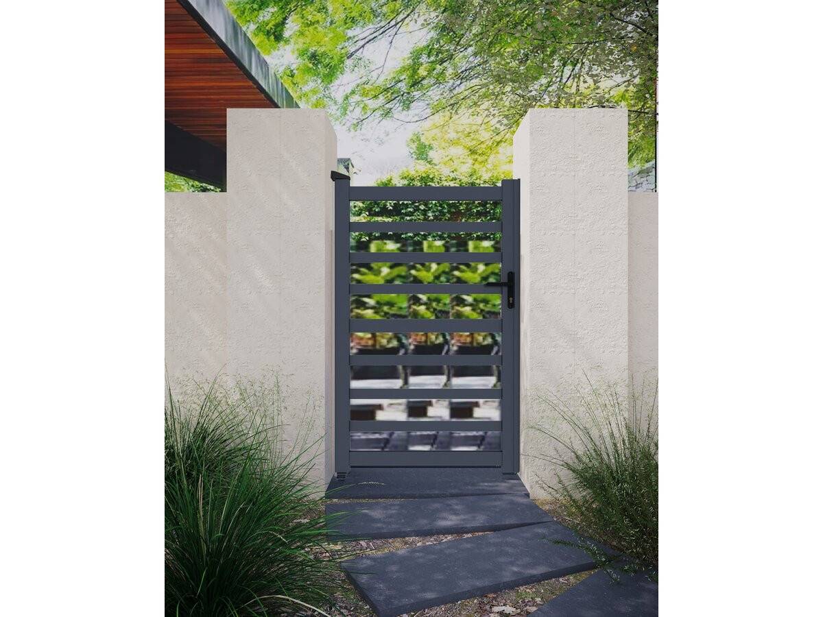 Portillon Aluminium Ajouré "marius" - 100 X 180 Cm - Gris -habitat Et Jardin - Image 2