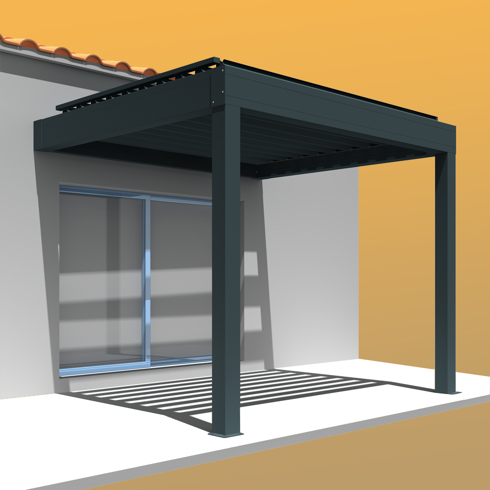 Intersun - Pergola Bioclimatique LOLITE 4,00x4,613 M Verin à Télécommande (Gris Anthracite) - INTERSUN - Image 1