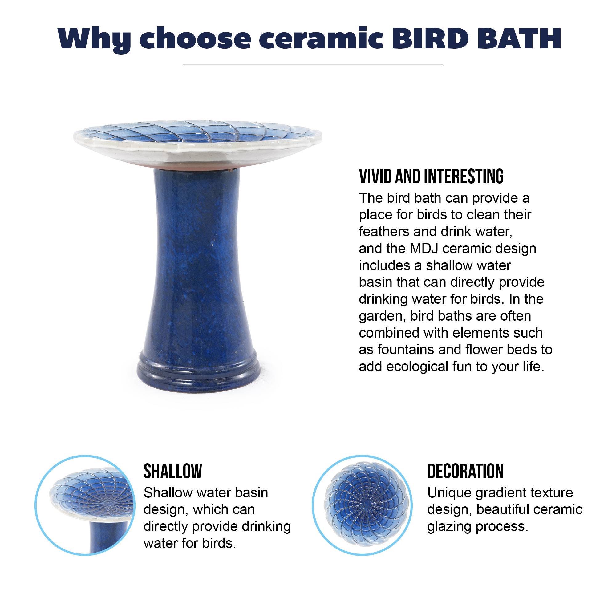 ComfortXL - Bain d’oiseaux en céramique Ø43 x H45 cm dégradé bleu royal et blanc pour jardin antigel - ComfortXL Outdoor Living - Image 8