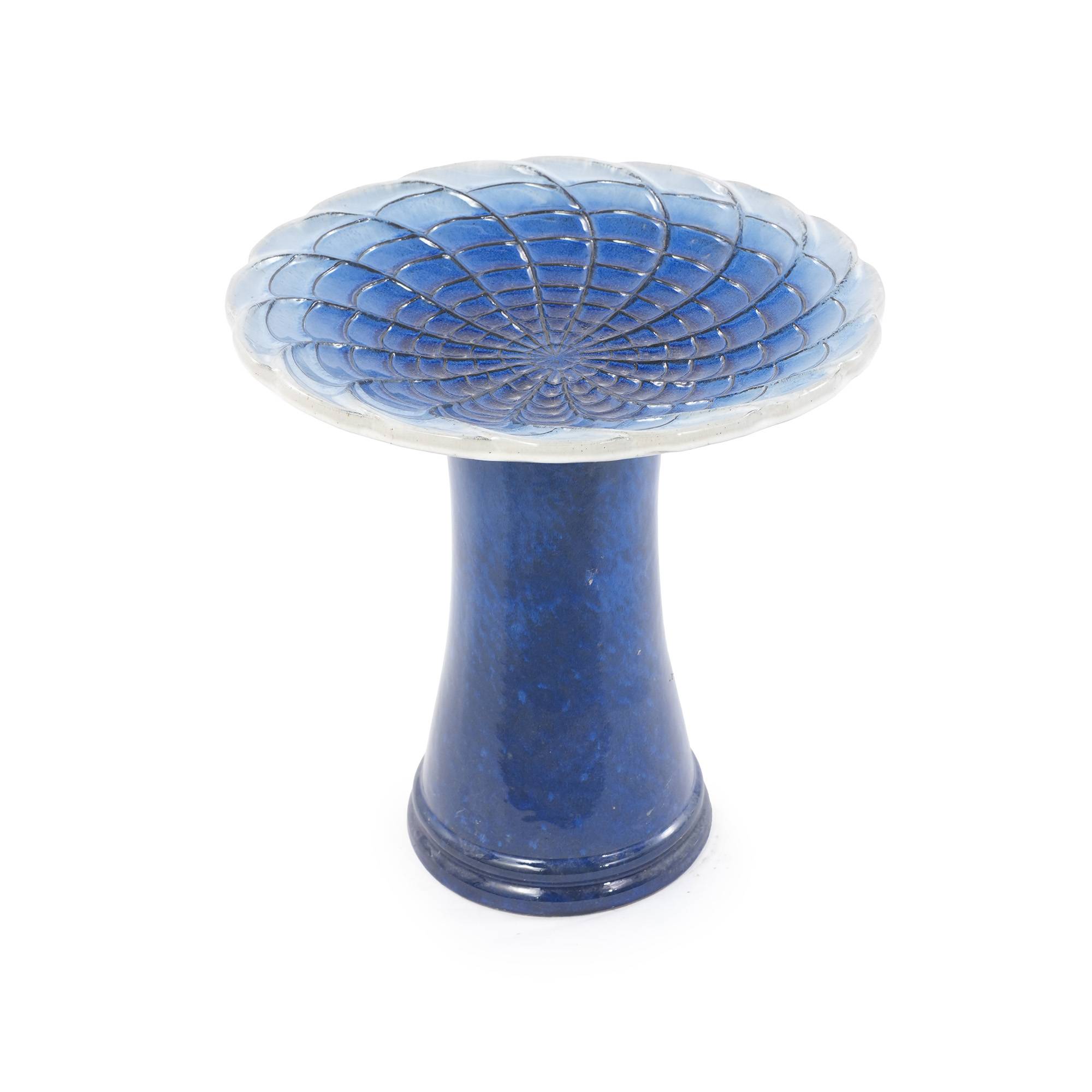 ComfortXL - Bain d’oiseaux en céramique Ø43 x H45 cm dégradé bleu royal et blanc pour jardin antigel - ComfortXL Outdoor Living - Image 2