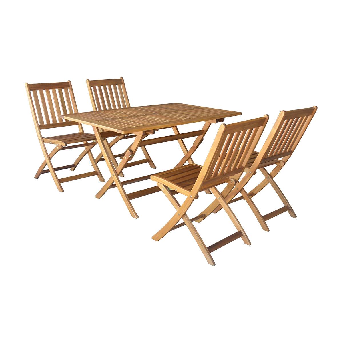 Salon de jardin rectangulaire en acacia Fidgi - 4 chaises - Cémonjardin - Image 2