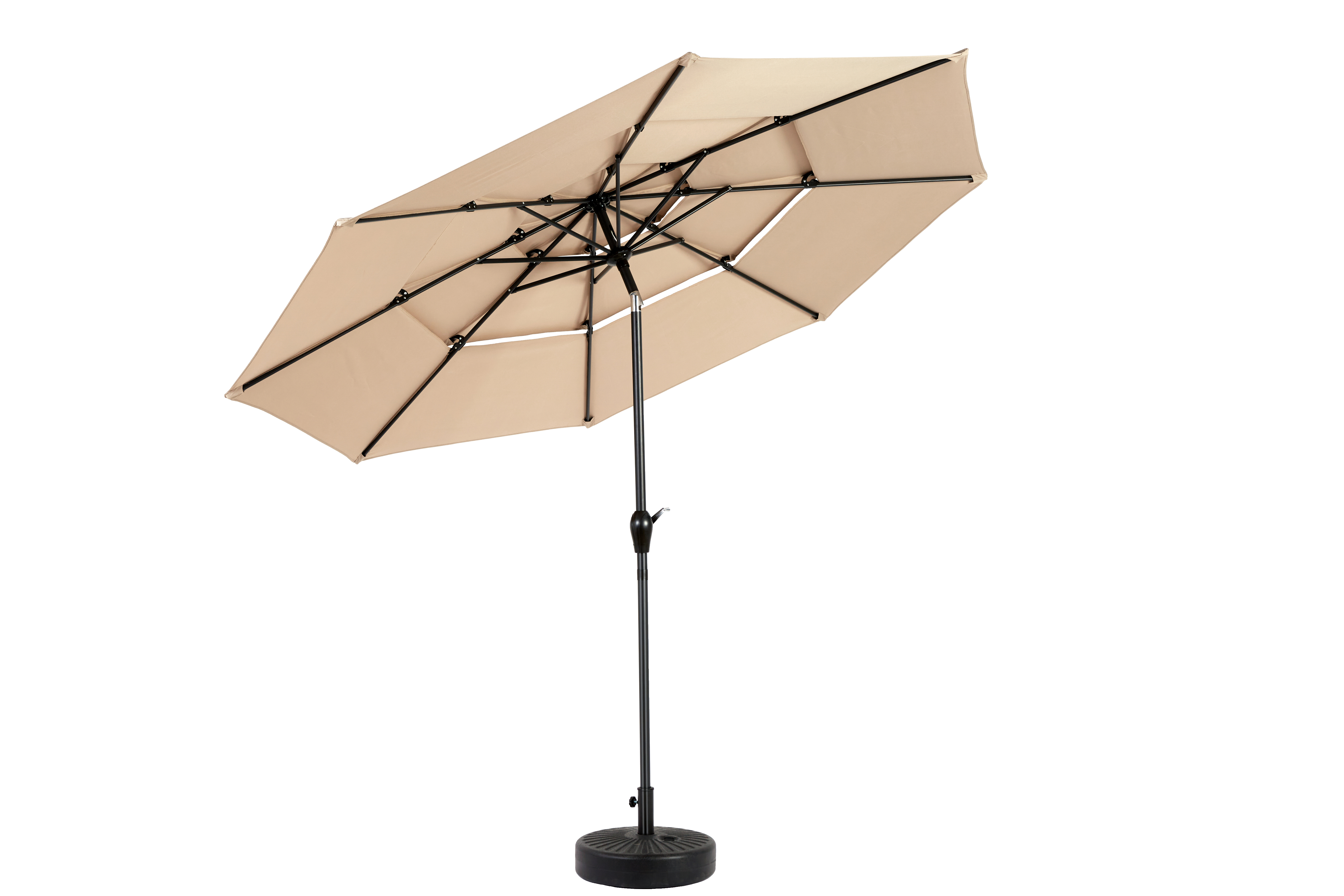 Parasol aluminium 10ft 3 étages à inclinaison automatique, couleur kaki (socle non fourni) - Image 4