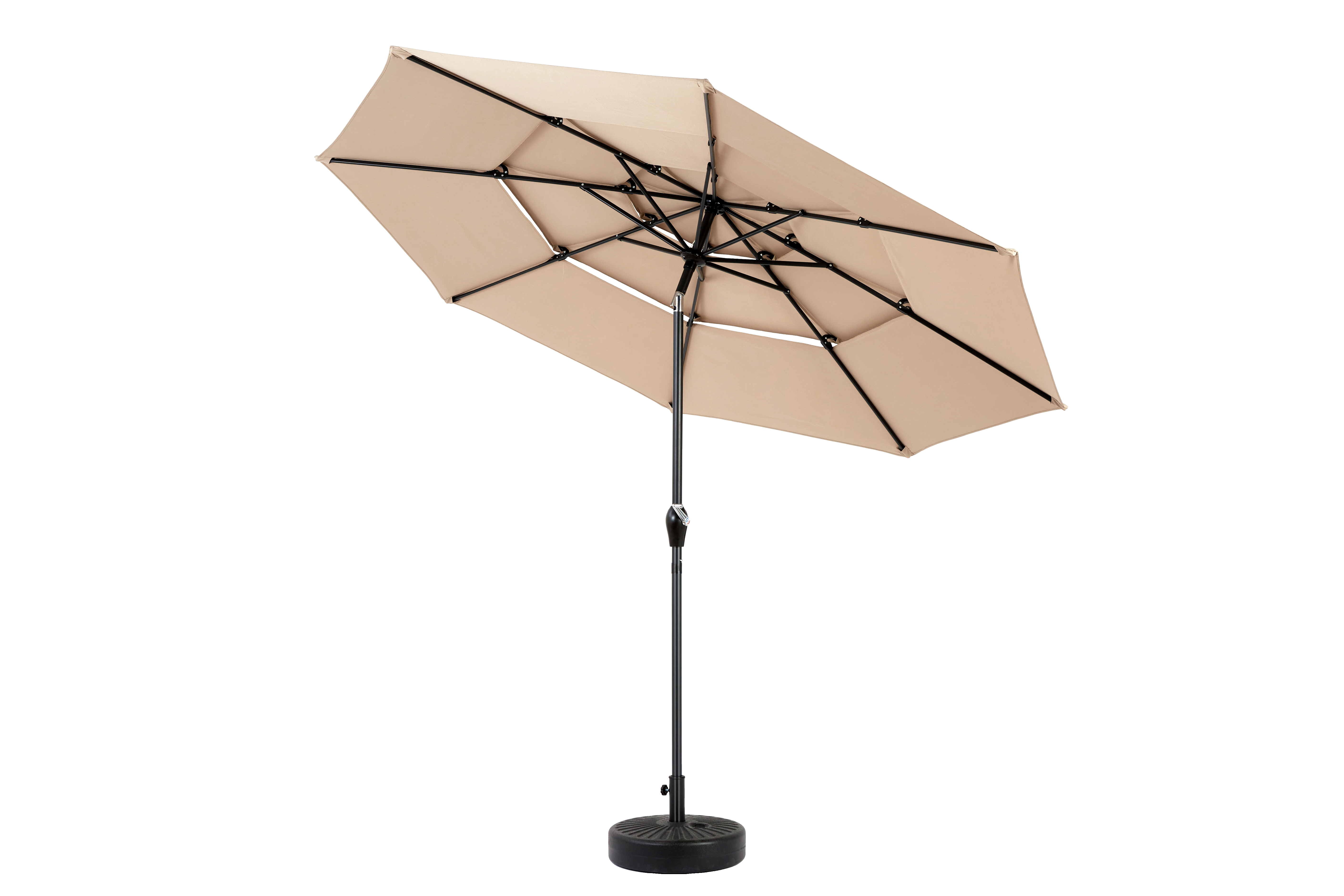 Parasol aluminium 10ft 3 étages à inclinaison automatique, couleur kaki (socle non fourni) - Image 6