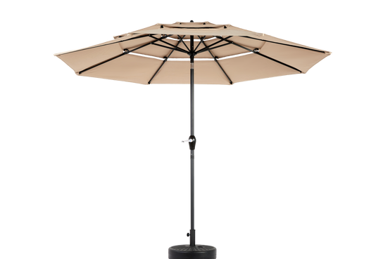 Parasol aluminium 10ft 3 étages à inclinaison automatique, couleur kaki (socle non fourni) - Image 5